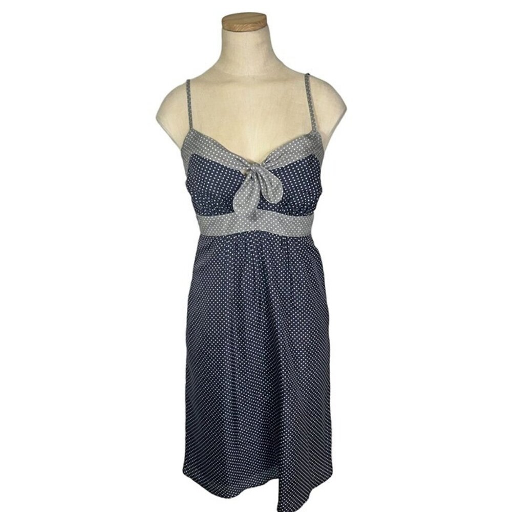 Ella Moss women's dress XS blue gray dotted mini dress sleeveless button back